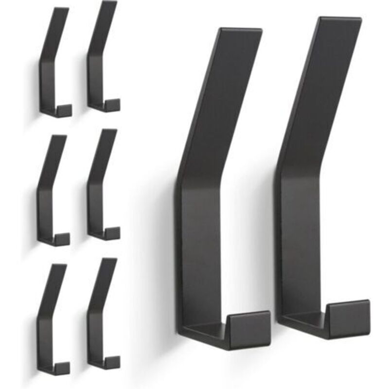 Designer-wandhaken, 8er-set Unsichtbare Haken, Schwarzer Stahl, Ideal Für Mäntel, Schals Und Taschen – Ulisem