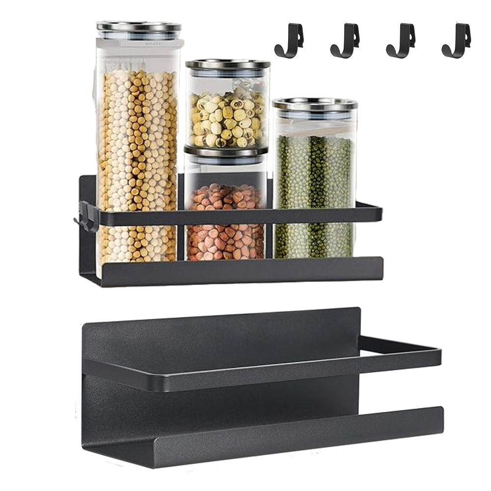 Magnetischer Gewürzorganizer Für Den Kühlschrank, 4 Haken, Schwarz