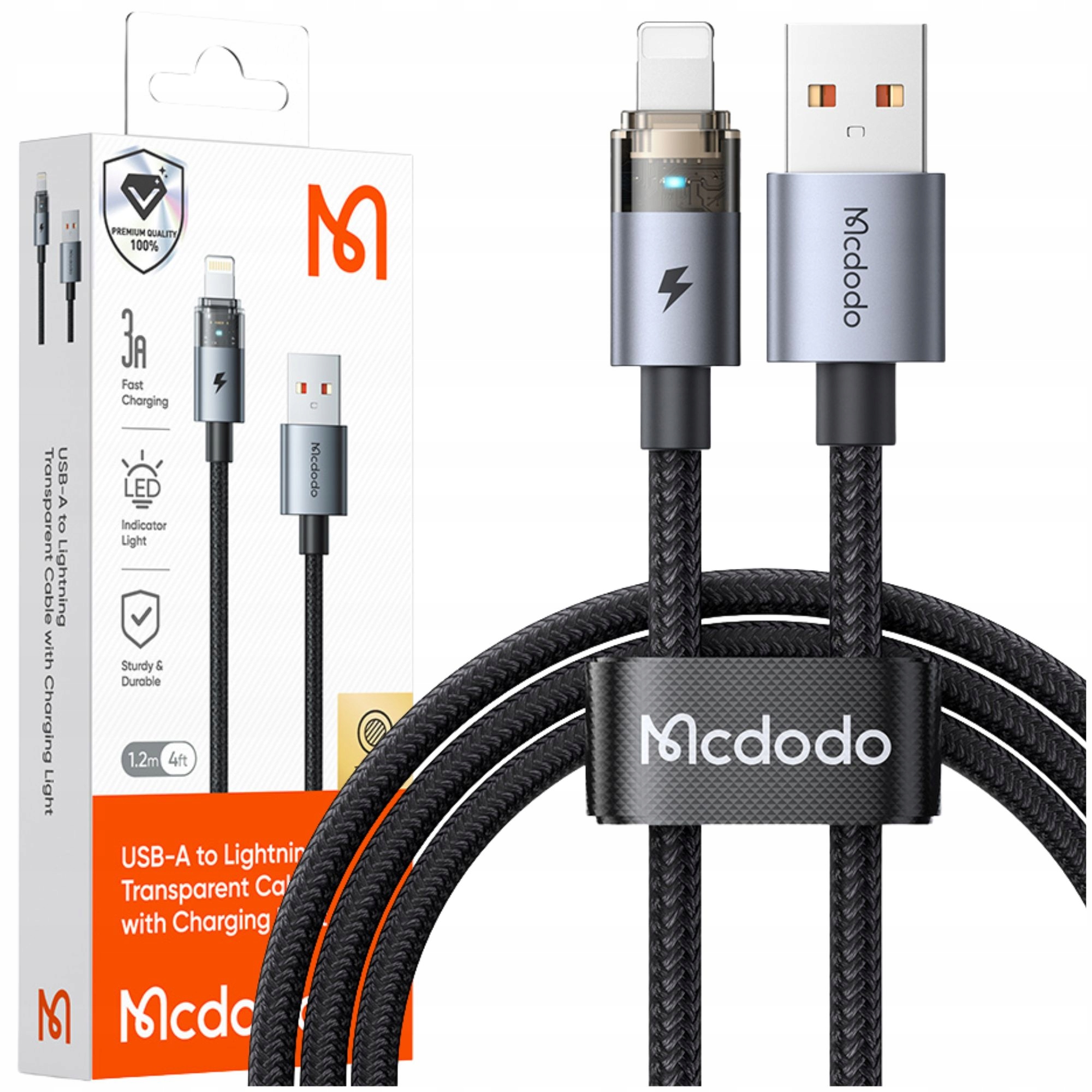Mcdodo Usb-schnellladekabel Für Iphone Lightning Pd 36w 1m Led Schwarz