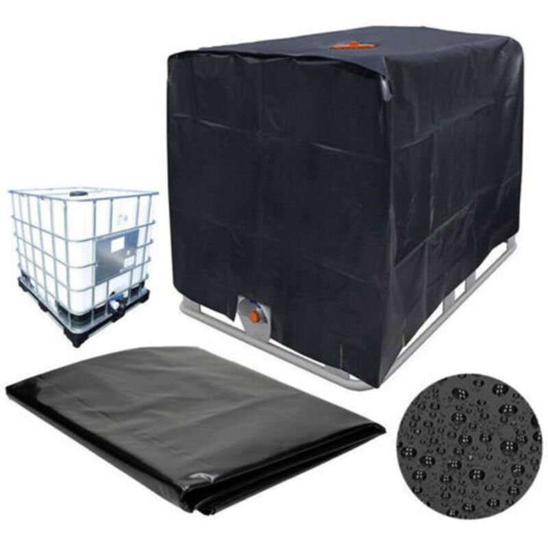 Ibc-tankabdeckung, 210d Oxford-gewebe, Schutzplane Für 1000-liter-ibc-container, Wasserdichte Ibc-schutzabdeckung, Wassertankabdeckung, 120 X 100 X 116 Cm (schwarz)