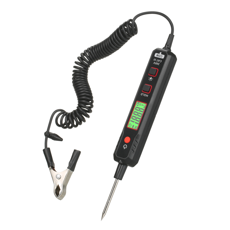 Kfz-spannungsprüfer, Stromkreistester Mit Digitalem Lcd-display, Verlängertem Pu-spiraldraht, 0,8 V–100 V
