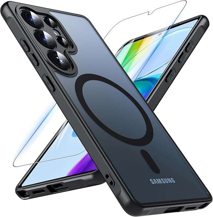 Rückseite Für Samsung Galaxy S25 Ultra, Magnetisch + Schutzglas, Schwarz