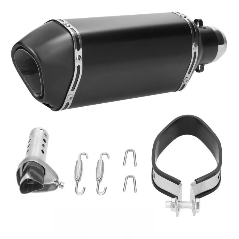Kleiner, Modifizierter Sechseckiger Auspuffschalldämpfer, Universell Einsetzbar, Für Sportmotorräder, 51 Mm, Schwarz