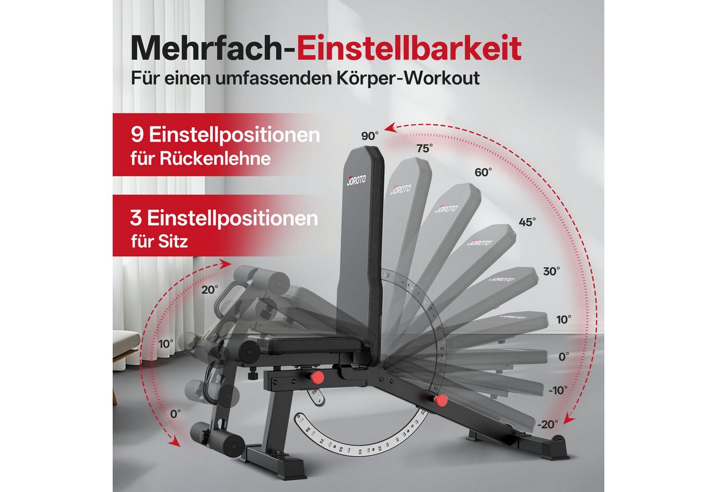 Kraftbank - Joroto - 4-in-1 Mehrfachpositionen - Verstellbare Beinstütze - Tragfähigkeit 800 Kg Bild 5