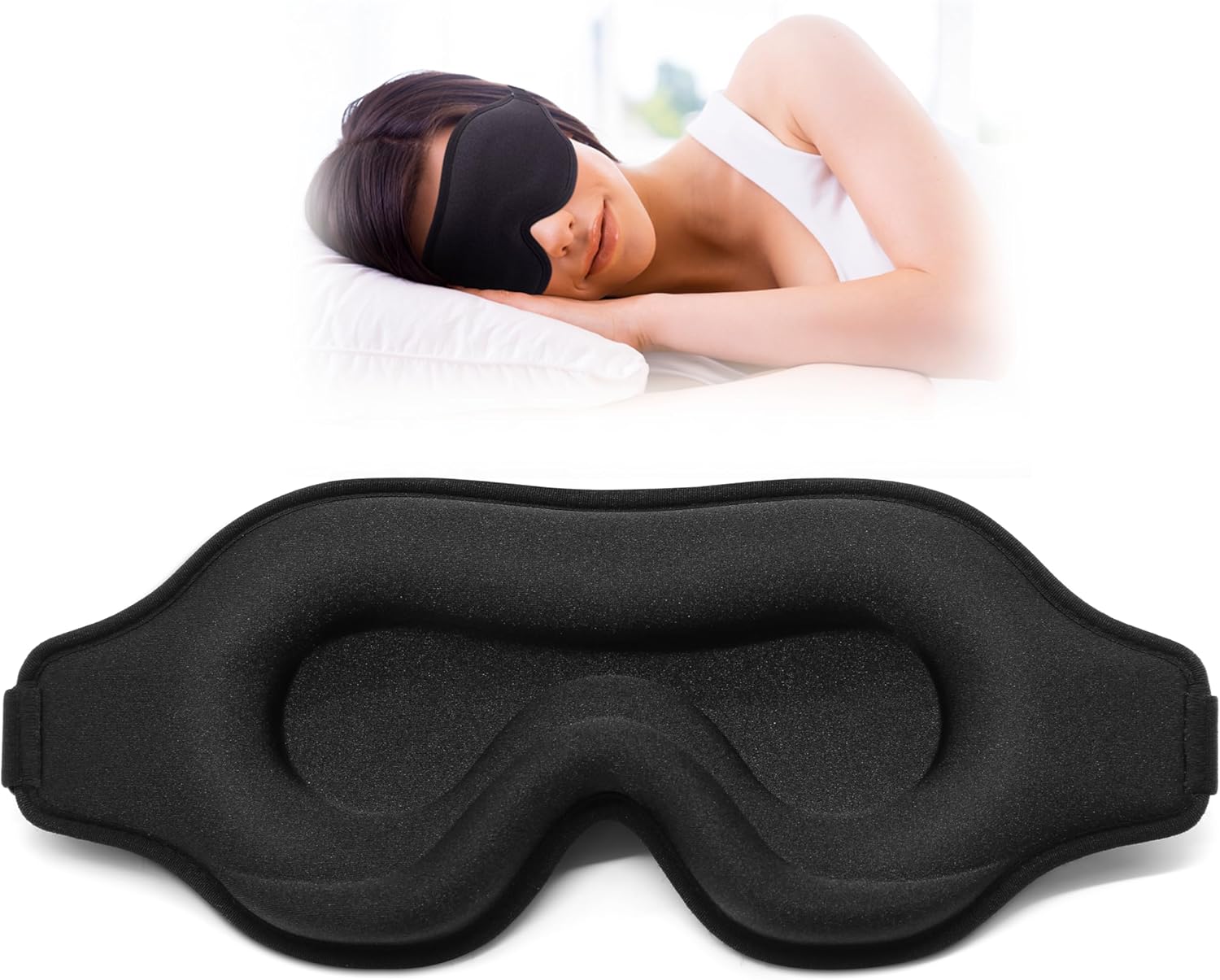 Schlafmaske Für Damen Und Herren, Geeignet Für Seitenschläfer, Reise-verdunkelungsmaske Mit Verstellbarem Riemen (schwarz 3d)