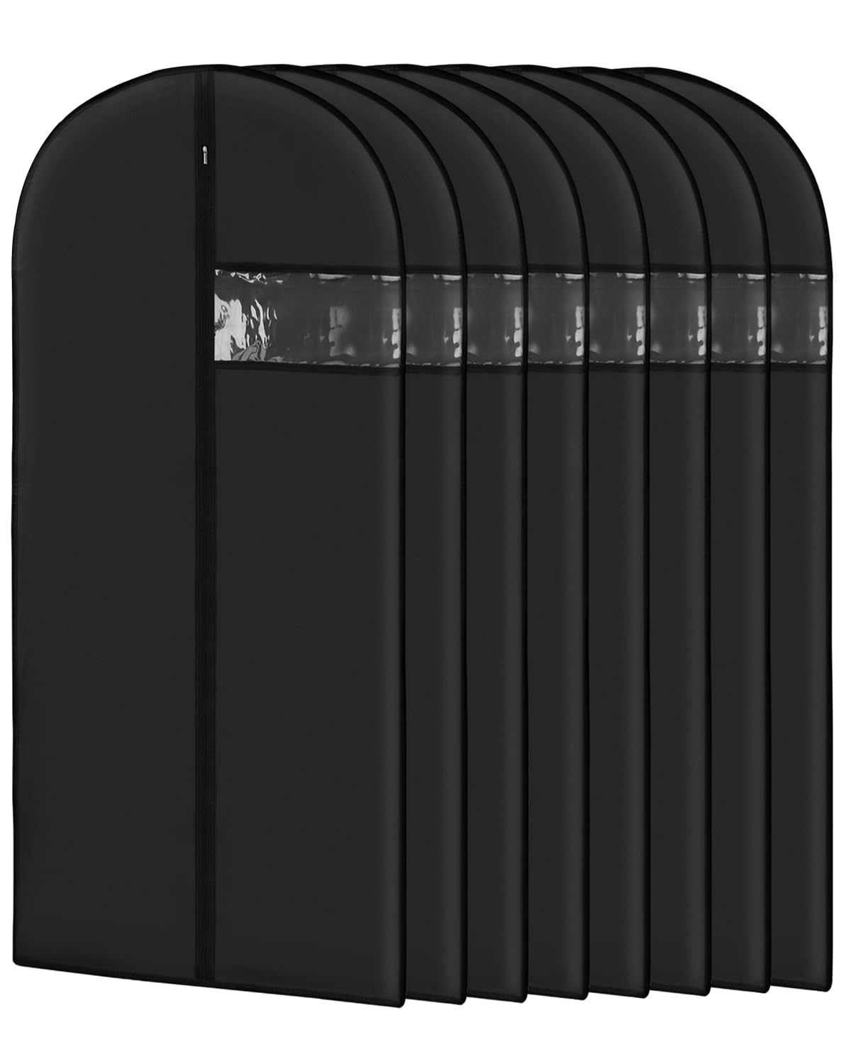 Set Mit 8 Waschbaren Schwarzen Kleidersäcken (60 X 120 Cm) Zum Aufhängen Von Kleidung, Zur Aufbewahrung Im Kleiderschrank Und Auf Reisen, Mit Transparentem Sichtfenster