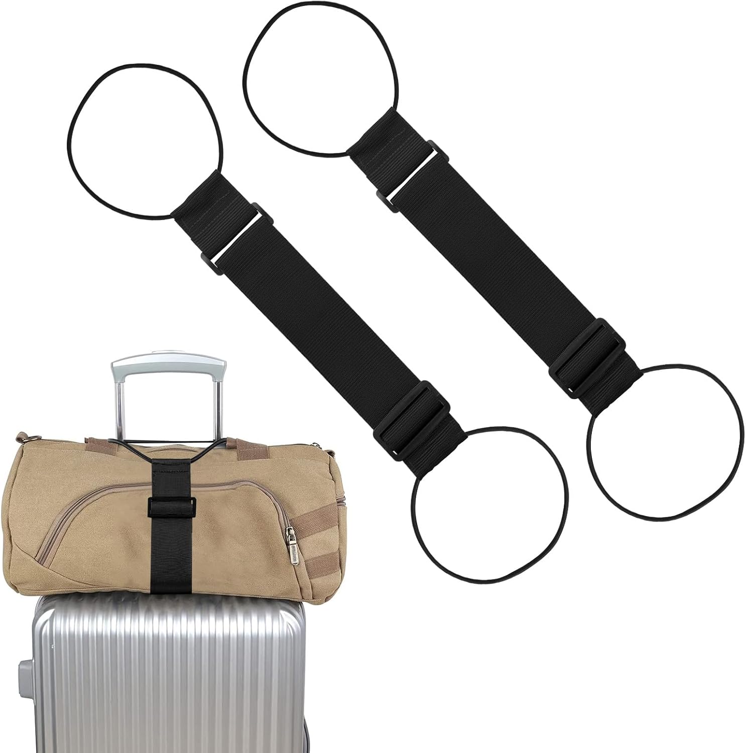 2er-pack Elastische Gepäckbefestigungsgurte, Verstellbare Gurte Für Koffer, Aufbewahrungstaschen, Tragbares Reisezubehör (2 Schwarz)