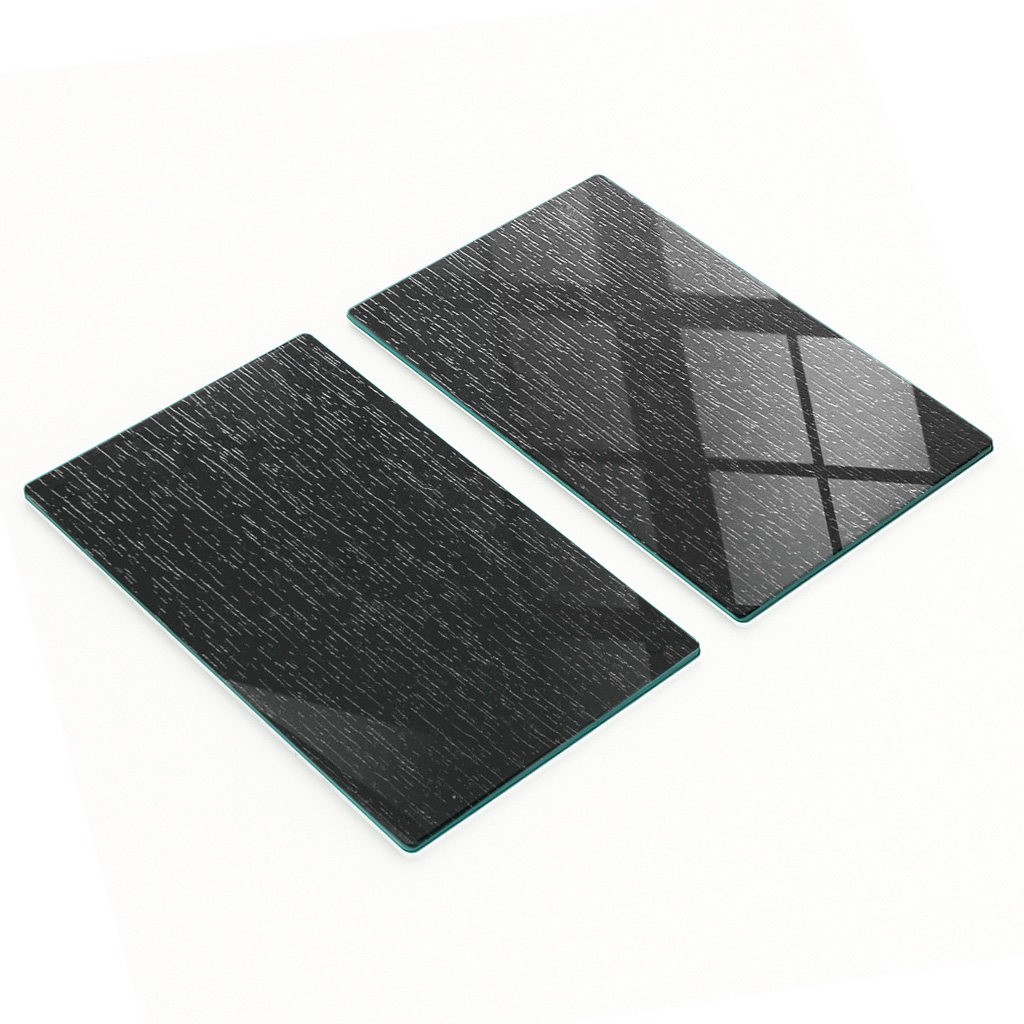 Robuste Und Stilvolle Glasplatten Mit Schwarzer Holzoptik, 2 X 30 X 52 Cm