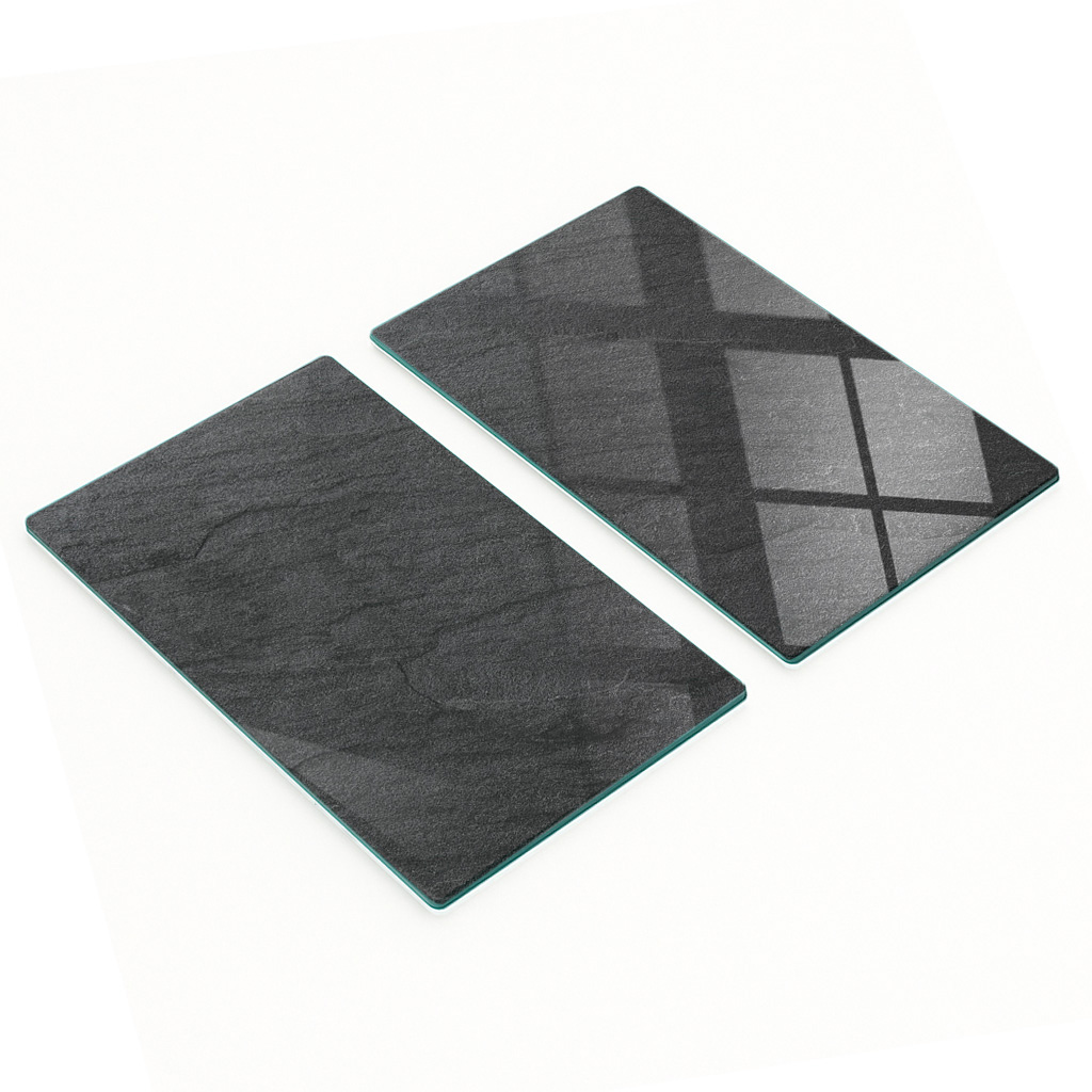 Gehärtete Glasplatten Mit Dekorativem Muster In Schwarzer Steingranit-optik, 2 X 30 X 52 Cm