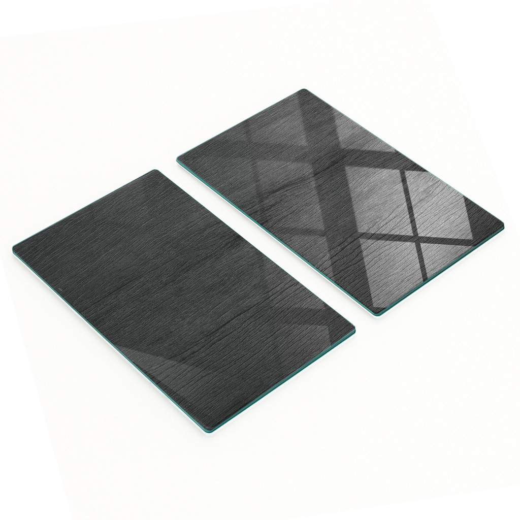 Küchenbretter Aus Gehärtetem Glas Mit Grafik, Schwarze Holzplatte, 2 X 30 X 52 Cm