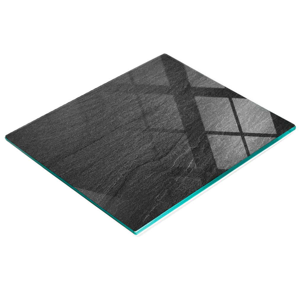 Küchenarbeitsplatte Aus Gehärtetem Glas Mit Grafik In Schwarzem Granit-optik, 60 X 52 Cm