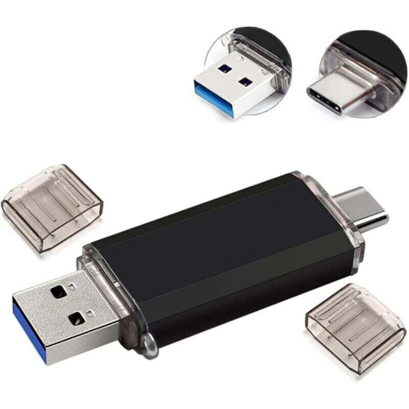 128 Gb Usb-stick Mit Zwei Usb-a/usb-c-anschlüssen, Schneller 3.0-speicher Für Smartphones, Tablets Und Computer – Schwarz – Ulisem