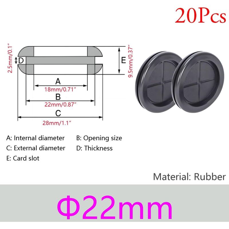 Gummikabeltüllen, 20er-pack, 22 Mm Durchmesser, Kabelschutz Und Optimale Ummantelung – Ulisem