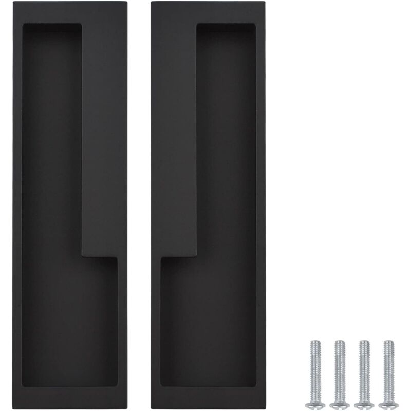 Eingelassene Schiebegriffe Aus Aluminium, 20 Cm, Mattschwarz, 2er-set Für Schrank-, Kleiderschrank- Und Schubladentüren - Ulisem