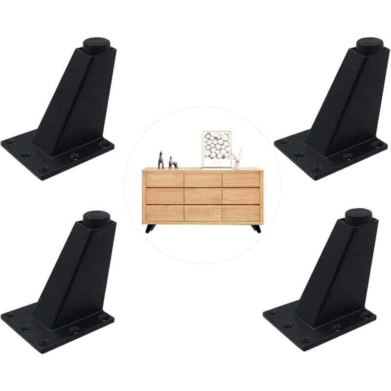 Verstellbare Füße Aus Schwarz Eloxiertem Aluminium – 4er-set Für Möbel, Tische, Arbeitsplatten, Bars Oder Schreibtische – Einfache Montage – Ulisem