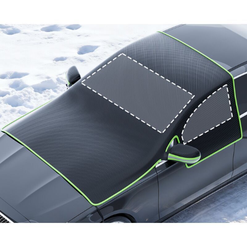 Halbuniverselle Autoabdeckung Aus 600d Oxford-gewebe, Winterschutz Vor Schnee Und Frost, Grüne Einfassung, Schwarz