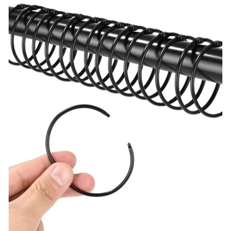 50-mm-metall-vorhangringe, 42-teiliges Set, Schwarz, Für Standard- Und Duschvorhangstangen – Ulisem