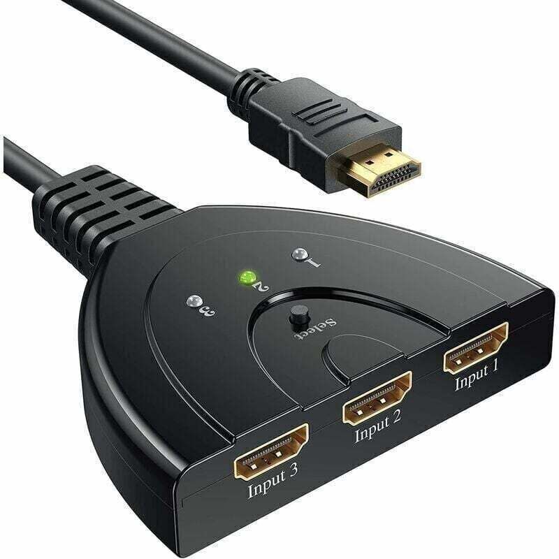 Gana 3-in/1-out Hdmi-umschalter – Manueller Full Hd-, 4k- Und 3d-umschalter Mit Im Lieferumfang Enthaltenem High-speed-kabel