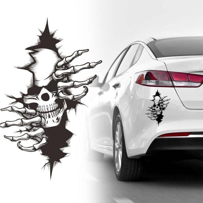 Stilvoller Und Eleganter Autoaufkleber Mit Horror-totenkopf: Trendiges Grafikdesign Zur Individuellen Gestaltung Ihres Fahrzeugs, Strapazierfähiger Klebstoff Und Einfache Anbringung.
