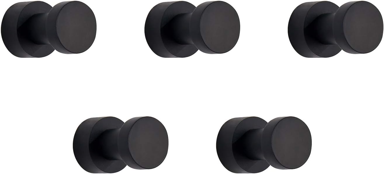 Klebehaken, Robuste Wandhaken, Handtuchhaken Für Badezimmer, Küche, Schranktür, Messing – 5 Stück (schwarz)