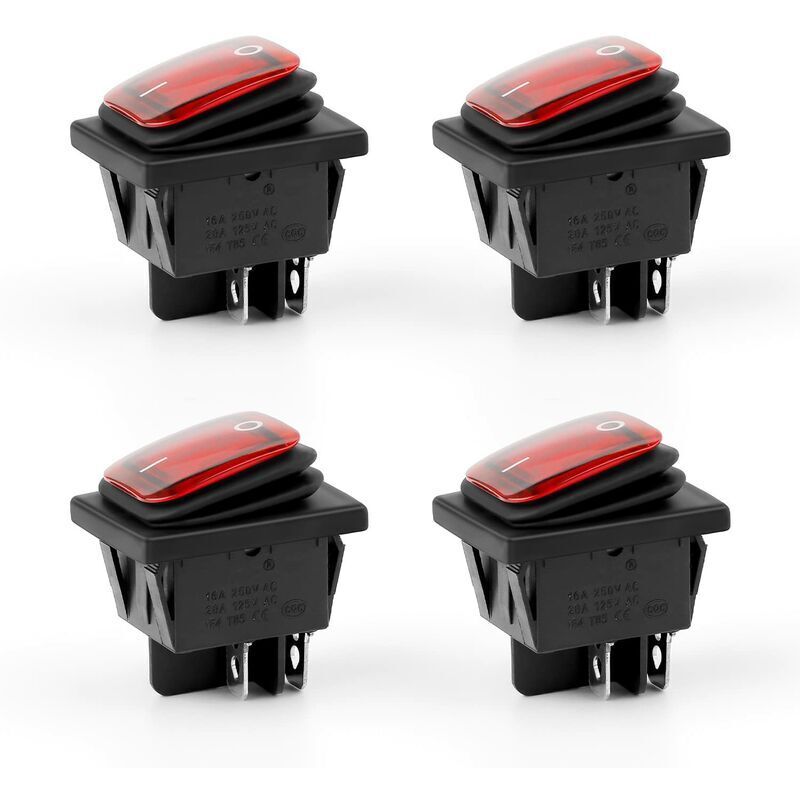 Wasserdichter 4-poliger 2-positionen-wippschalter, 16 A, 250 V Ac, Einbau, 4er-pack - Ulisem