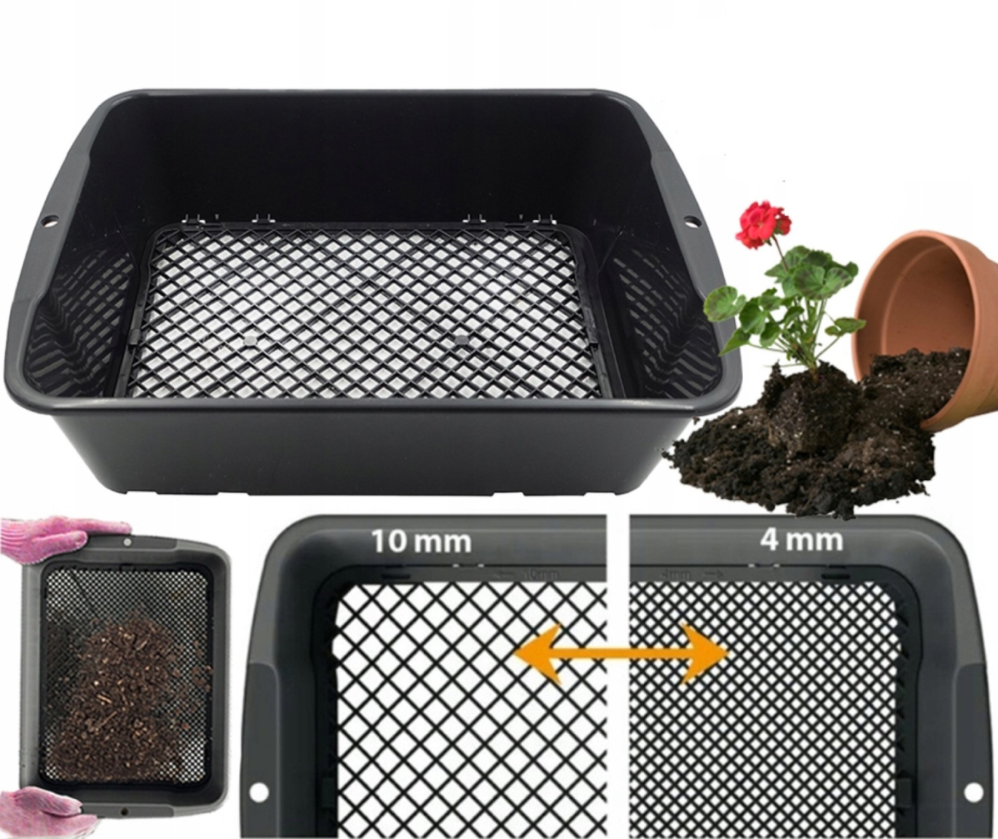 Isik400-s411 Gartensieb Zum Sieben Von Kompost, Bauschutt, Steinen, Rinde, Schwarz