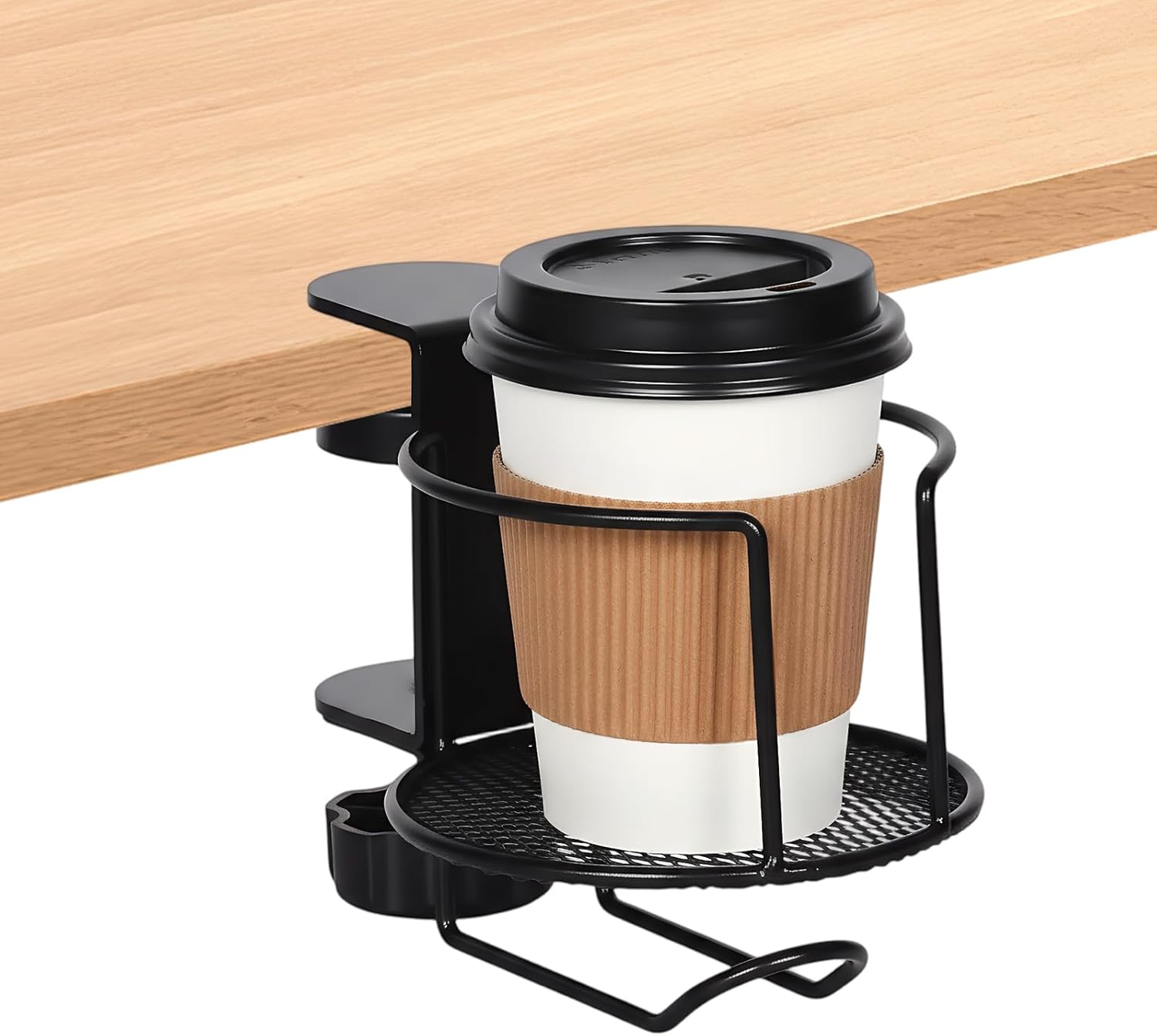 Robuster Tisch-getränkehalter, Wasserdicht, Einfach Zu Installieren, Mit Verstellbarem Clip, Für Wasser, Getränke, Kaffeetasse (schwarz)