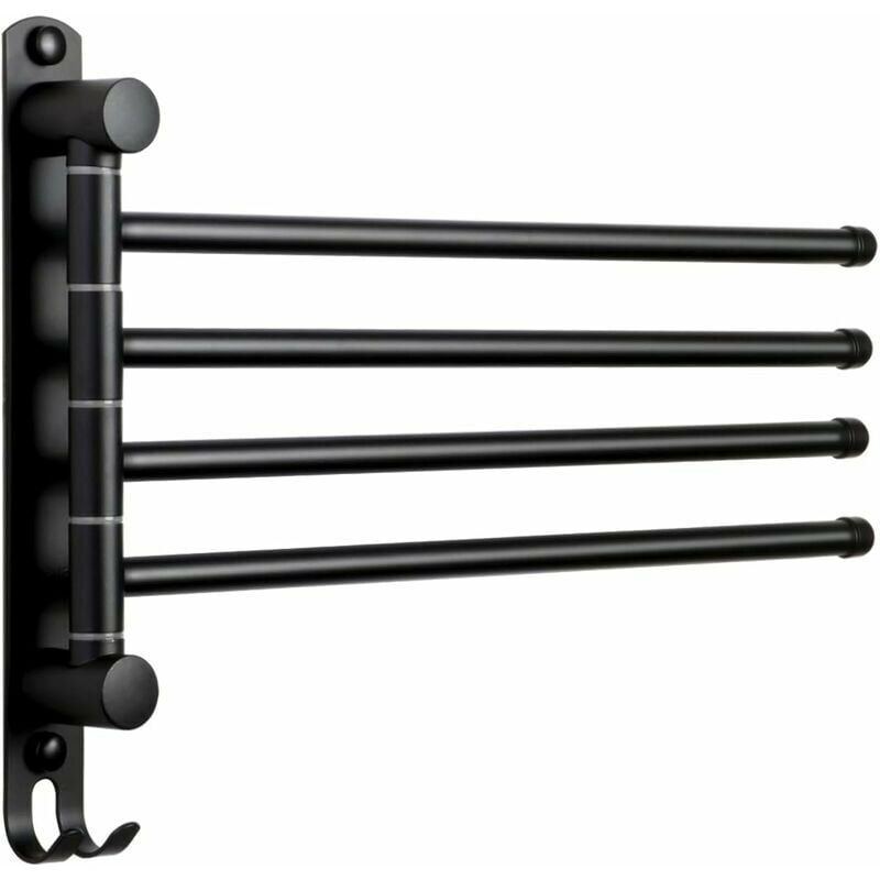 Badezimmer-handtuchhalter Mit 4 Stangen, 180° Drehbar, Handtuchhalter Aus Edelstahl Sus304, 35 Cm, Wand-handtuchhalter Für Badezimmer, Küchenspüle – Schwarz