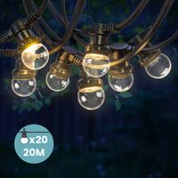20 M Lange Lichterkette Für Den Außenbereich Mit 20 Dimmbaren E27-glühbirnen, Schutzart Ip65, 2700 K, Für Veranstaltungs- Und Gartendekoration - Ulisem