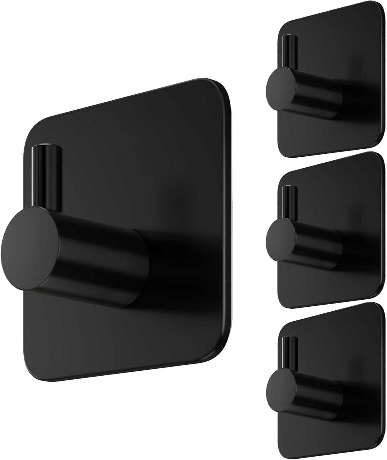 4er-set Handtuchhalter Ohne Bohren, Schwarze Klebehaken, Wasserdicht, Handtuchhaken, Badezimmer, Edelstahl, Haken, Selbstklebend, Ästhetische Wandhaken