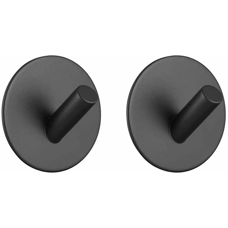 Set Mit 2 Schwarzen, Selbstklebenden Wandhaken Aus Robustem Edelstahl Für Badezimmer, Bademäntel, Kleidung, Handtücher, Kein Bohren Erforderlich, Langlebig