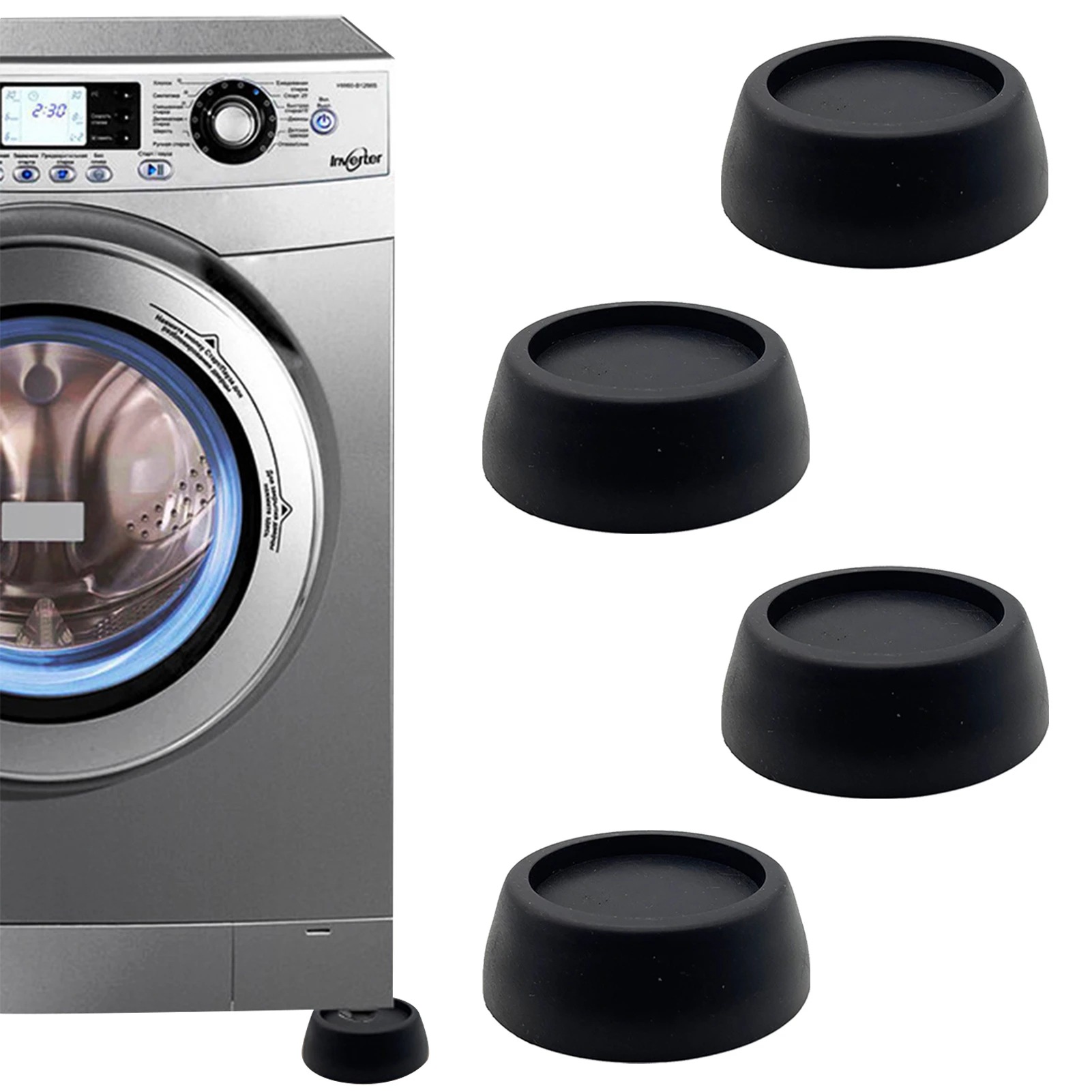 4 Stück Schwarze Anti-vibrationsmatte Für Waschmaschine, Anti-lärm-waschmaschinenfuß Mit Gummiauflage, Für Waschmaschinen, Wäschetrockner, Möbel, Anti-vibrations-waschmaschinen-pads