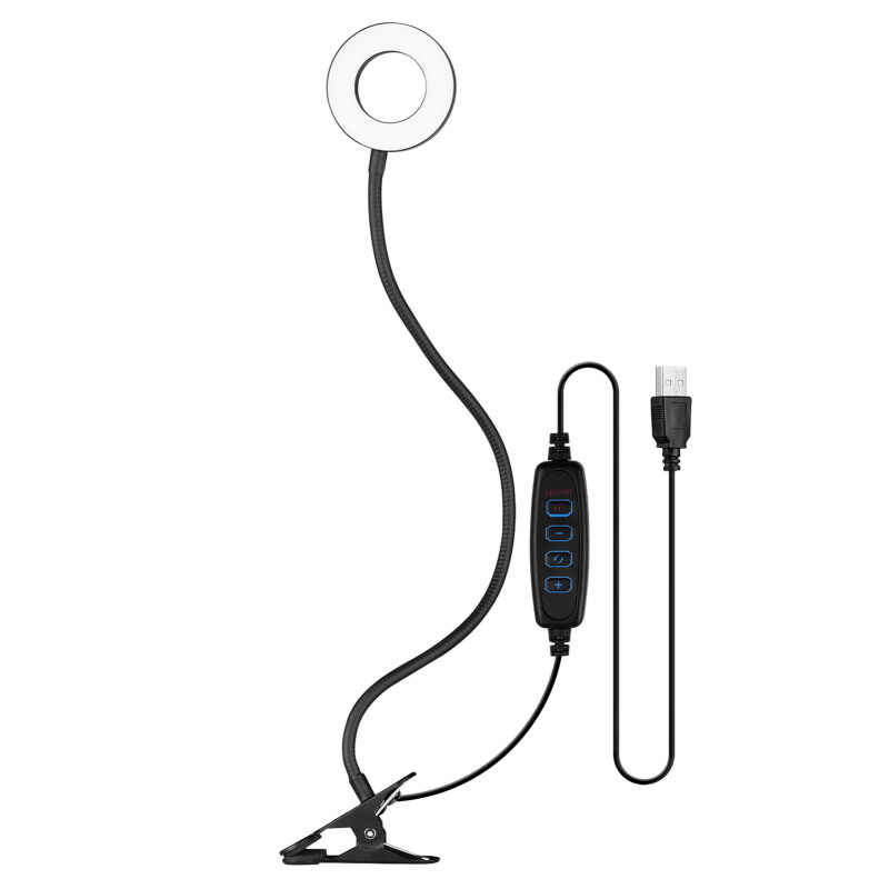 3,5-zoll-led-ringlicht Zum Anklemmen, 3 Beleuchtungsmodi, Einstellbare Intensität, Usb-stromversorgung, Flexibler Arm (für Videokonferenzen)