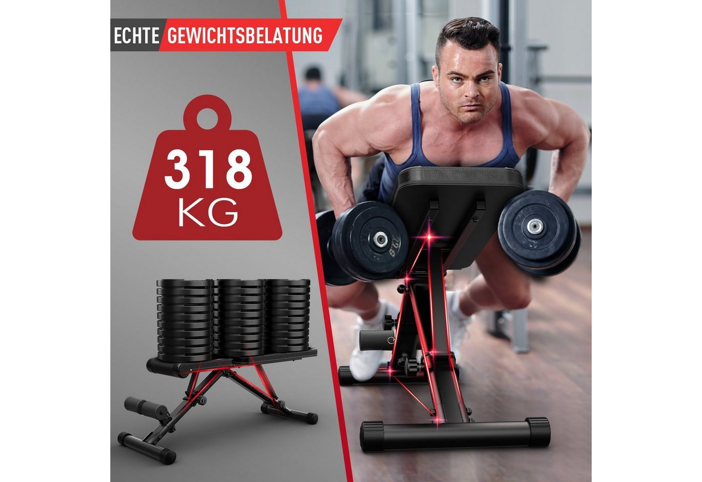 Joroto Md35 Faltbare 3-in-1 Kraftstation - 8 Verstellbare Positionen - Vielfältiges, Stabiles Und Sicheres Training - Tragfähigkeit 318 Kg Bild 2