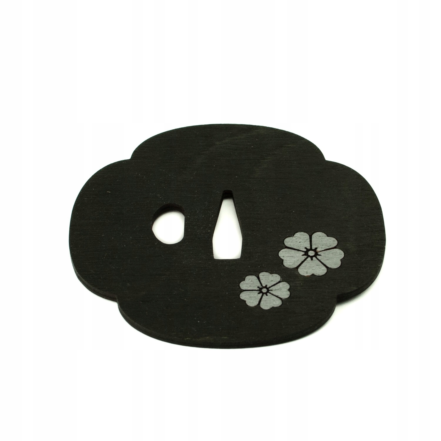 Tsuba Sakura Schwarzer Und Silberner Tassenuntersetzer 10x10 Cm