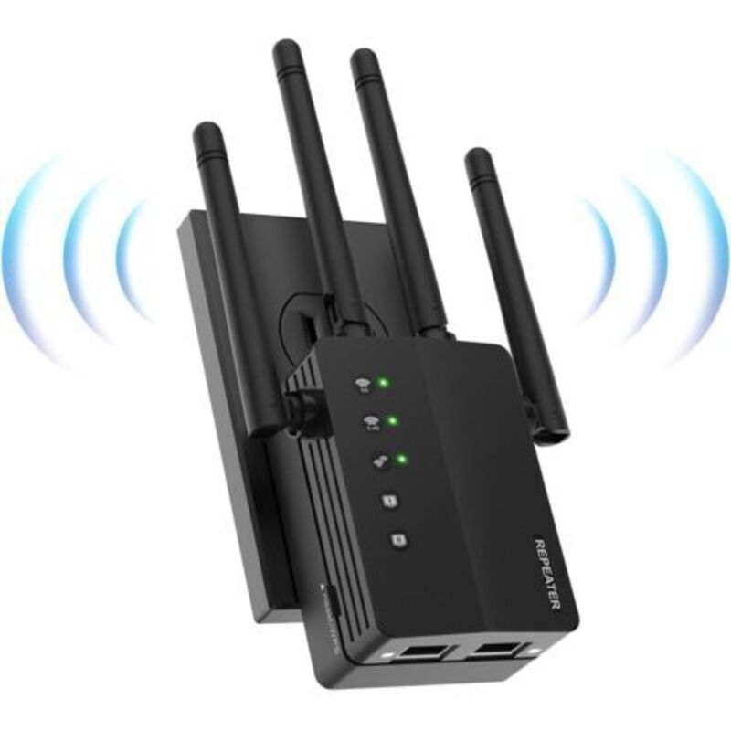 1200-mbit/s-dualband-wlan-repeater (2,4 Ghz Und 5,8 Ghz) Mit 2 Lan-anschlüssen Und Wps-schutz Für Eine Stabile Und Sichere Verbindung – Ulisem