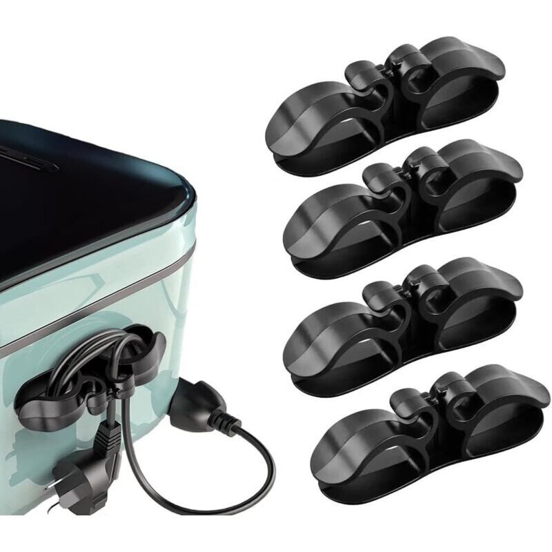 Kabelaufwickler Für Haushaltsgeräte – 4er-set Praktische Schwarze Kunststoff-organizer, Ideal Für Kaffeemaschinen Und Mixer – Ulisem