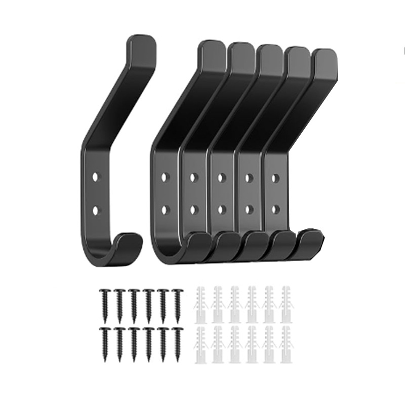 Schwarze Wandgarderobe 5 Stück, Kleiderhaken Im Modernen Minimalistischen Stil, Edelstahl-doppelhaken-design, Badezimmer, Schlafzimmer