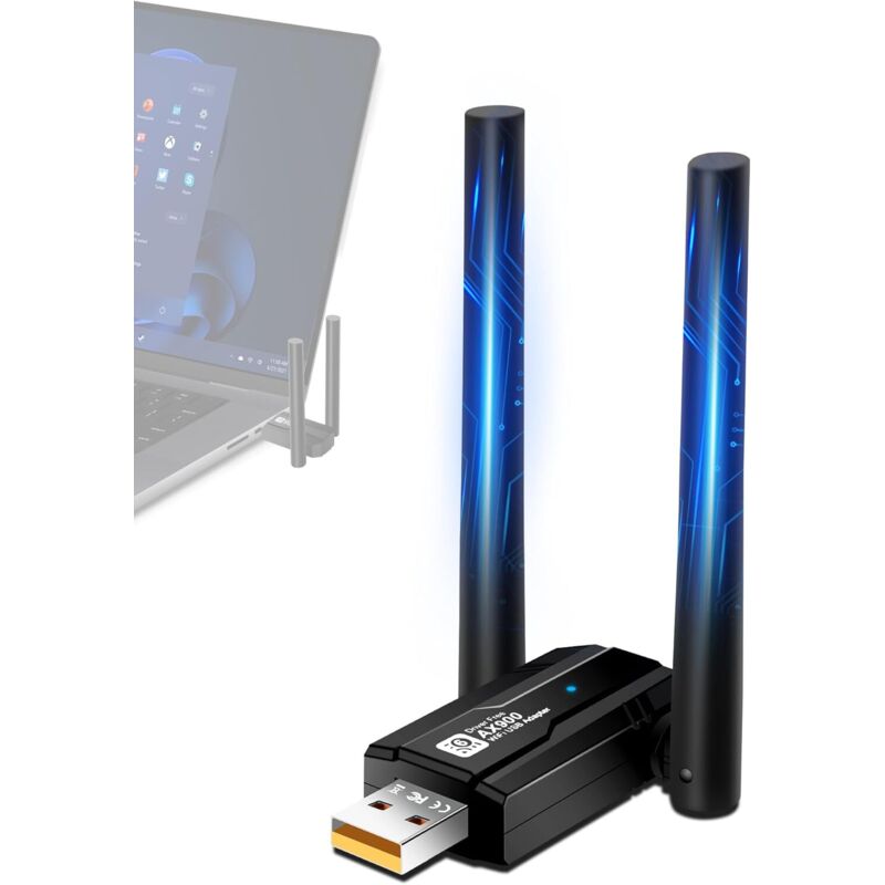 Usb-wlan-adapter Mit Bluetooth 6, Ax900 Mbit/s Und 5-dbi-antenne, Dualband 2,4/5,8 Ghz Für Laptops – Windows 7–11