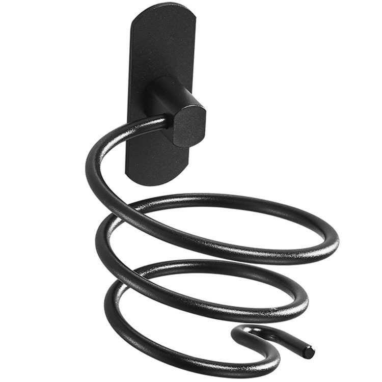 Wandmontierter Haartrocknerhalter, Mit Abnehmbarem Aufkleber, Wandmontierter Telefonhalter, Space-aluminium Für Badezimmer (schwarz, 12 X 9,5 Cm)