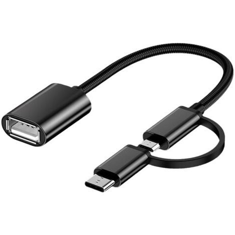 2-in-1 Otg Usb-c/micro-auf-usb-adapter, Usb-c Auf Usb-buchse, Micro-auf-usb-3.0-otg-adapterkabel, Otg-adapterkabel Kompatibel Mit Macbook, Android-smartphones Und Mehr, Schwarz