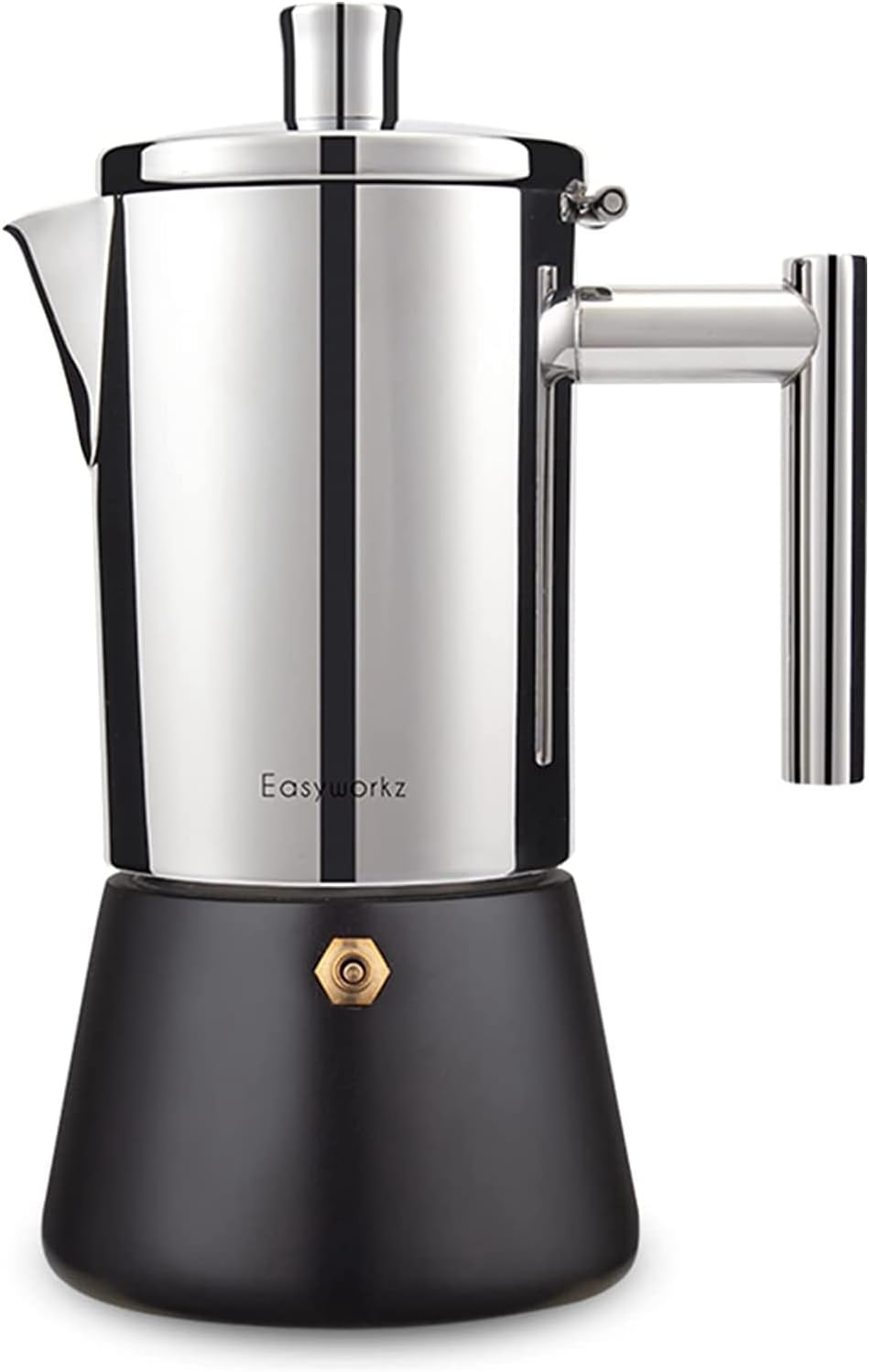 Diego Espressokocher, Italienische Kaffeemaschine, Edelstahl-mokakanne, Induktionsgeeignet, Schwarz, 300 Ml, 6 Tassen