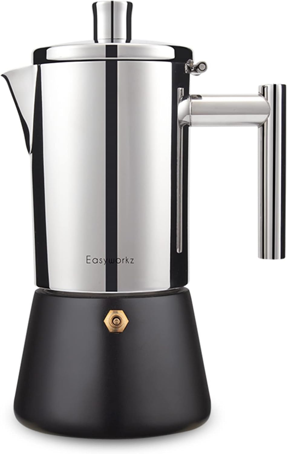 Diego Espressokocher, Italienische Kaffeemaschine, Edelstahl-mokakanne, Induktionsgeeignet, Schwarz, 200 Ml, 4 Tassen