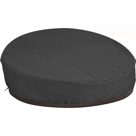 Runde Schutzhülle Für Schlafsofas Mit Schultergurt Und Tragegriff. Wasserdichte Gartenbettabdeckung. Runde Liegestuhlabdeckung Aus 210d Oxford-gewebe. Winddicht – Schwarz (durchmesser 228 Cm, Höhe 83