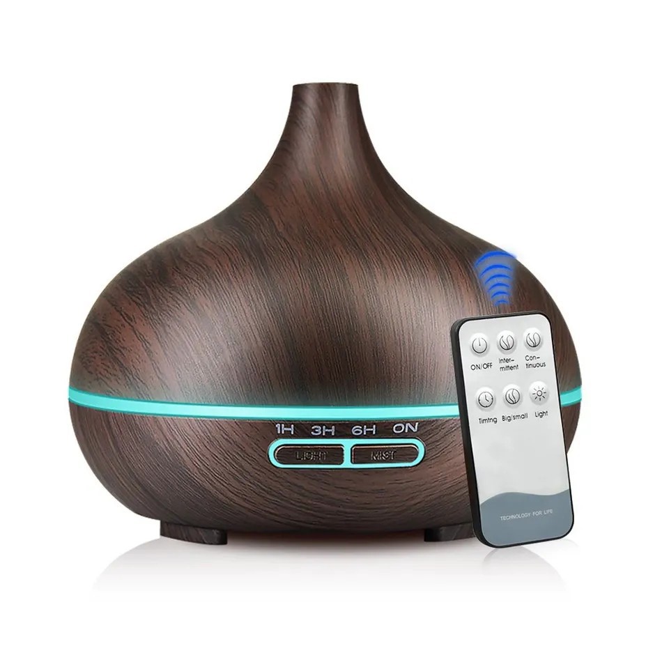 Diffusor Für Ätherische Öle, 500 Ml, Ultraschall, Schwarz, Geräuschloser Luftbefeuchter Mit Fernbedienung, 7-farben-led, Heimaromatherapie, Yoga, Schlaf