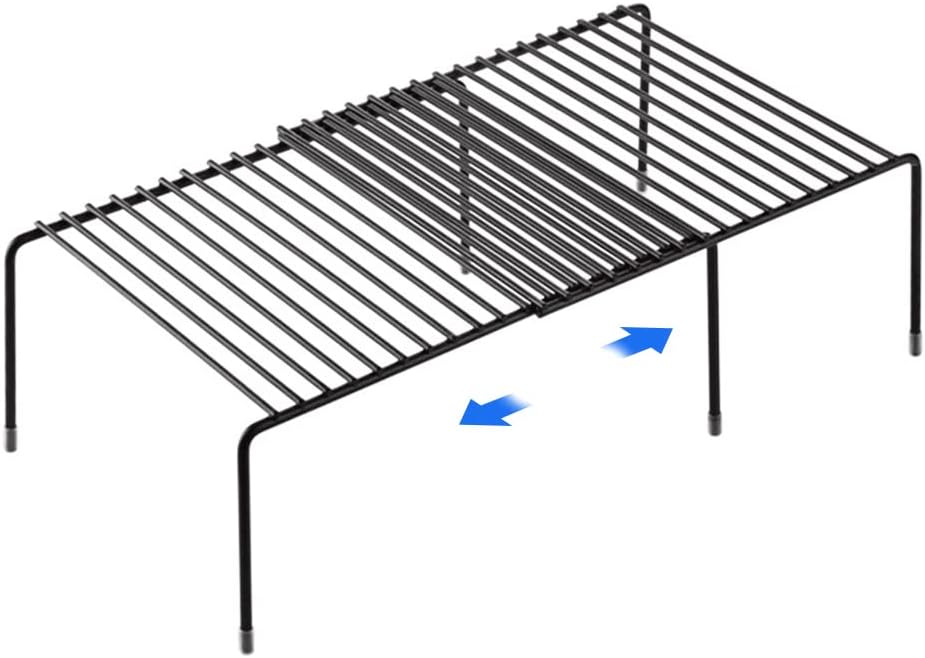 Erweiterbares Regal Für Küchentheke, Metallschrank-organizer, Speisekammerregal, Gewürzregal Für Schrank, Platzsparend, Rutschfest, Rostfrei, Schwarz