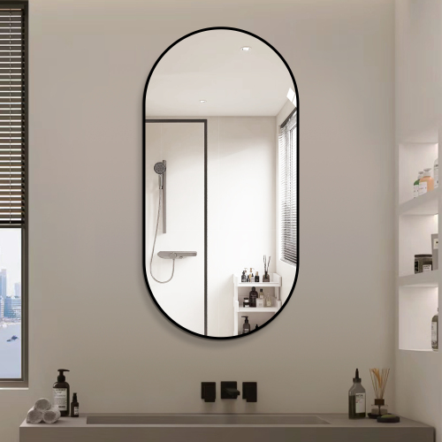 Wandspiegel Im Bogenformat, 60 X 120 Cm, Mit Schwarzem Aluminiumrahmen – Hochwertiger Silberner Spiegel Ohne Kupierschicht, Ideal Für Bad, Schminktisch Oder Flur, Vertikal Oder Horizontal Montierbar
