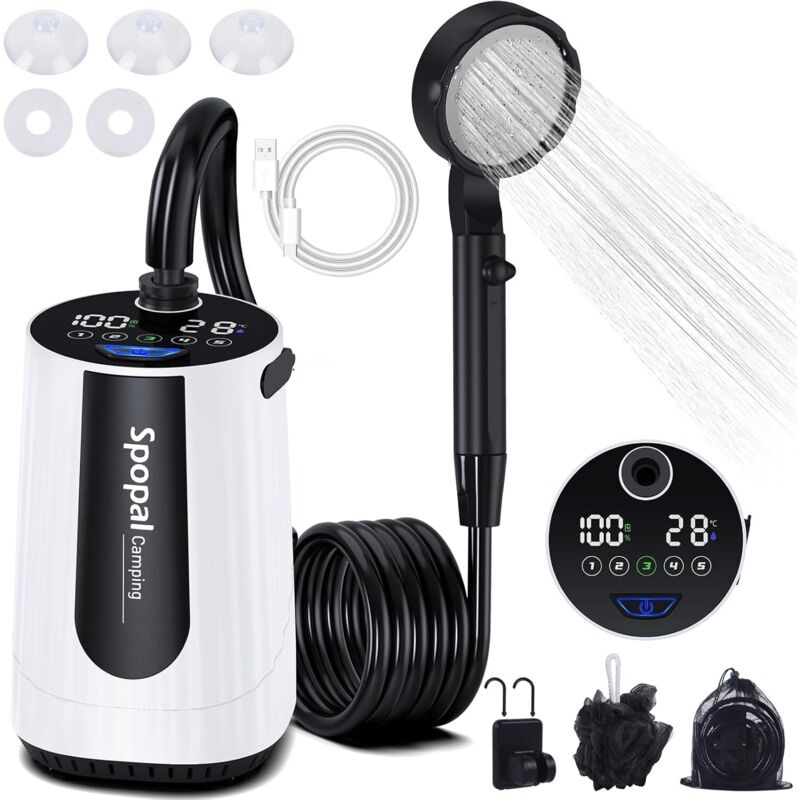 Tragbare Campingdusche, 10000mah Akku Mit Intelligentem Lcd-bildschirm Und 5 Einstellbaren Geschwindigkeiten - Ideal Für Outdoor-aktivitäten, Reisen Und Haustiere