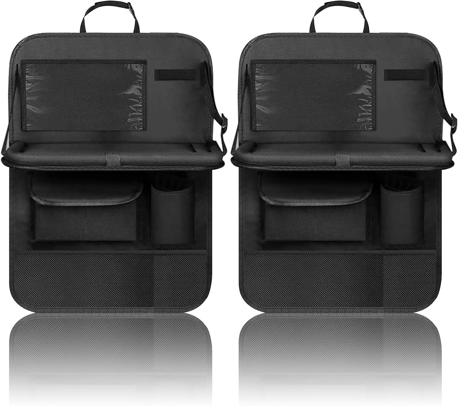 Rücksitz-organizer Für Kinder, 2 Stück Mit Durchsichtiger Tasche, Ablage Und Handy-/ipad-tasche (schwarz)