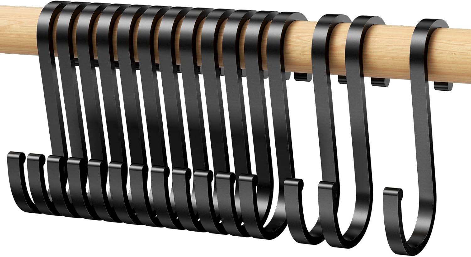 15er-pack Schwarze Flache S-haken Mit Sicherheitsring, Aluminiumhaken, Metallhaken Für Küche, Badezimmer, Schlafzimmer Und Büro